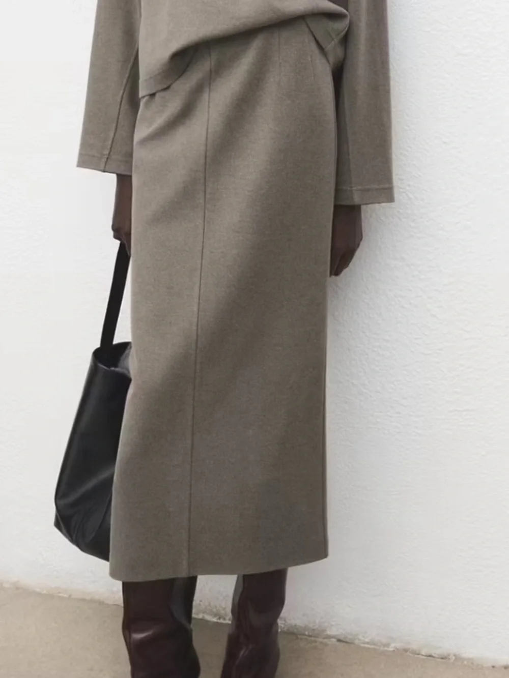 Mango Classic Brown Straight Midi Skirt OPENING PENCIL SKIRT 1287